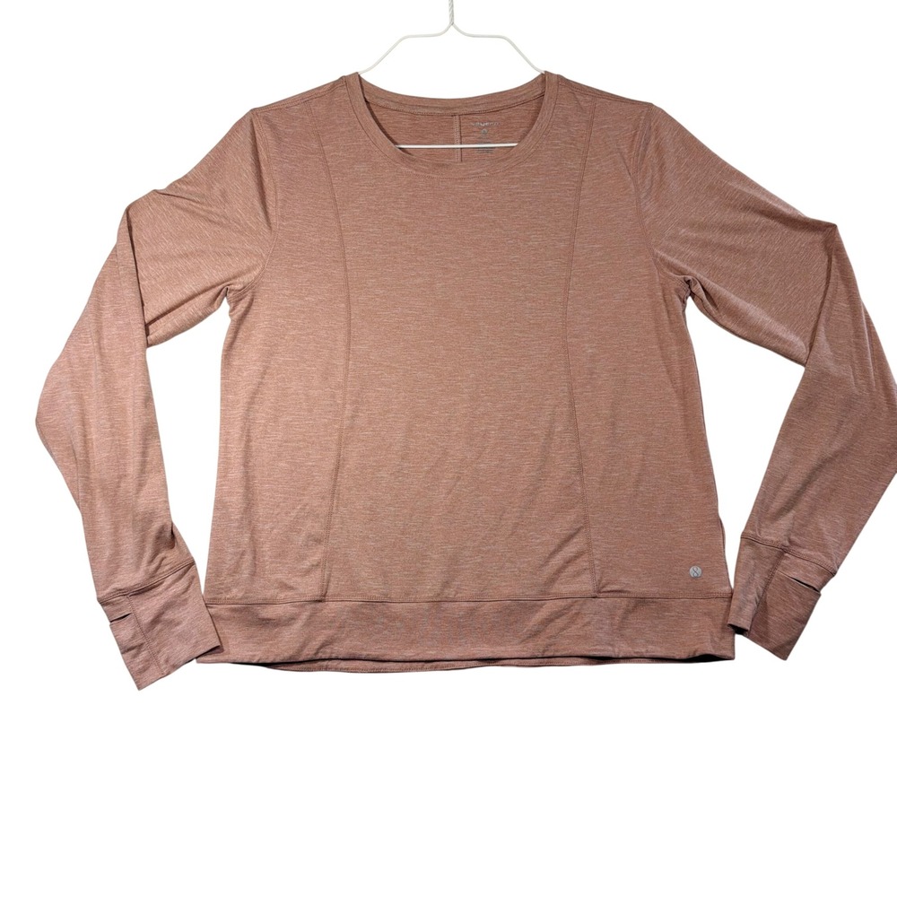 Layer 8 Womens Qwick-Dry Long Sleeve Active Top Thumbholes Heathered Rose Large